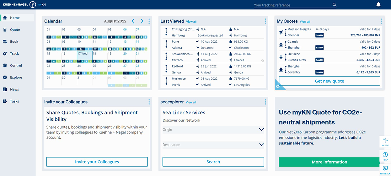 Digital solutions Manage your shipments with myKN Kuehne+Nagel